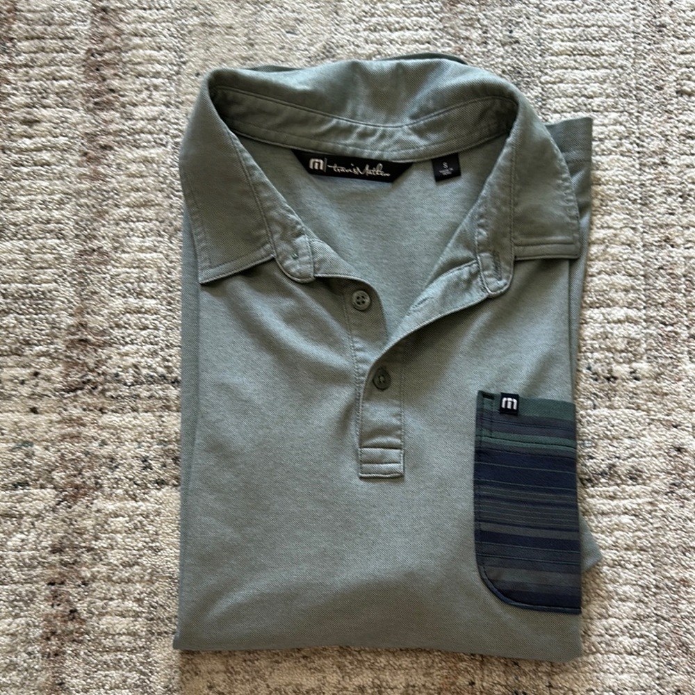 Travis Mathew Sage Polo Shirt with Striped Pocket
